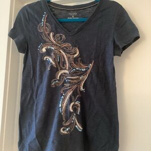 Navy Embellished Women's Top